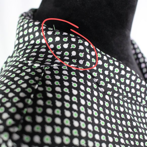 Uniqlo Women's Black White Green Polka Dot Button Up High Low Blouse  - Small - Picture 6 of 9